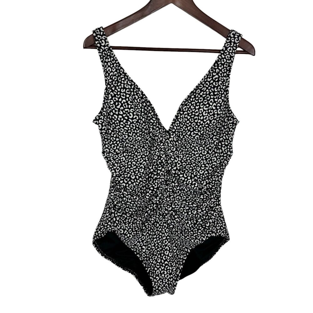 Contours by Coco Reef Black Leopard Print One-Piece Swimsuit Women's 16/40C - Picture 1 of 6